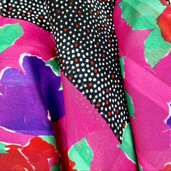 VINTAGE Colorful Pop Art Modern Floral Polka Dot 80s Scarf Striped Hair Hanky - Picture 5 of 8